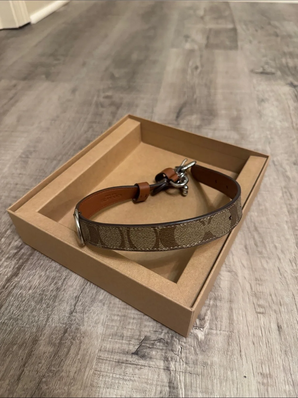 Coach Signature Canvas Dog Collar in Brown and Tan